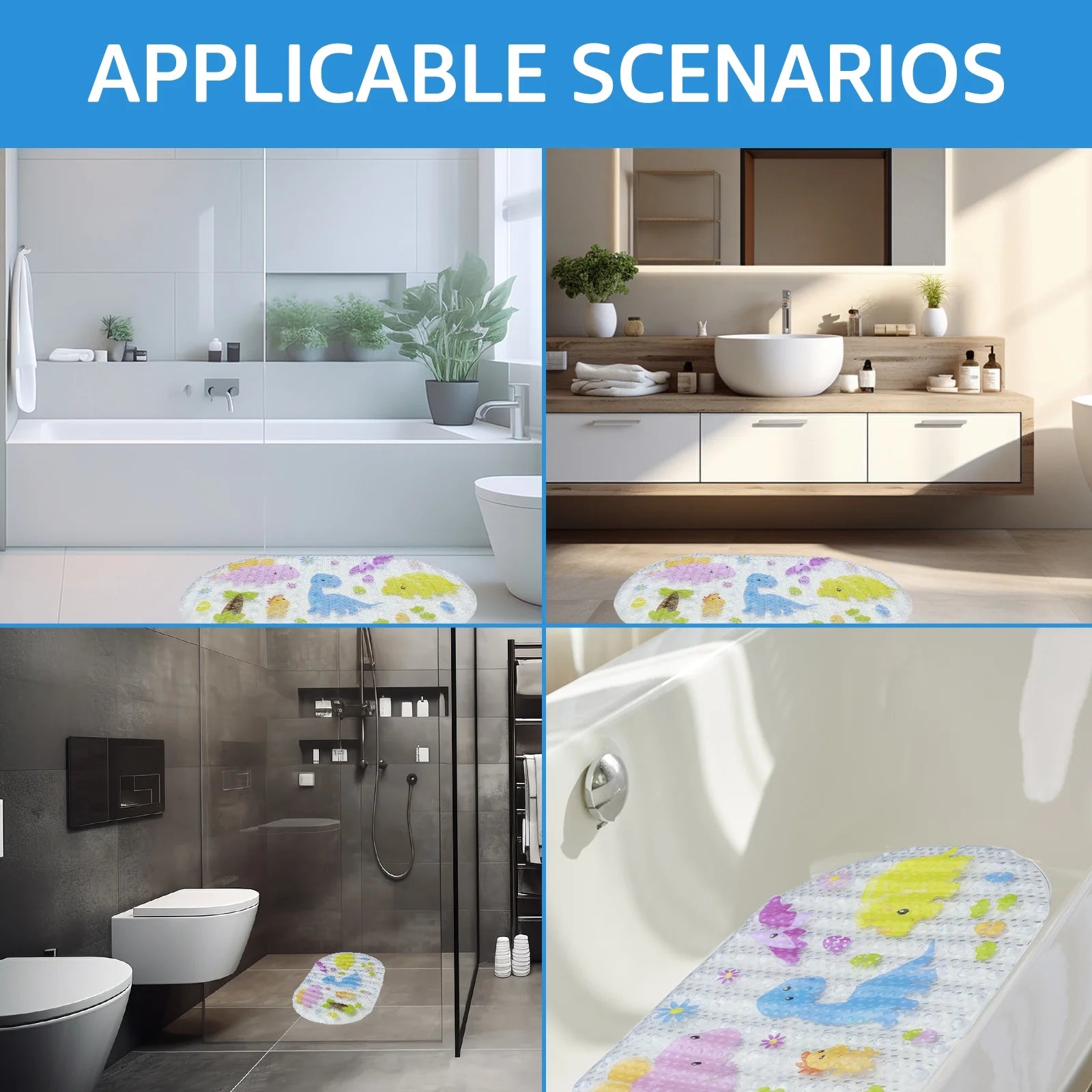 Kids Cartoon Bath Mat for Tub