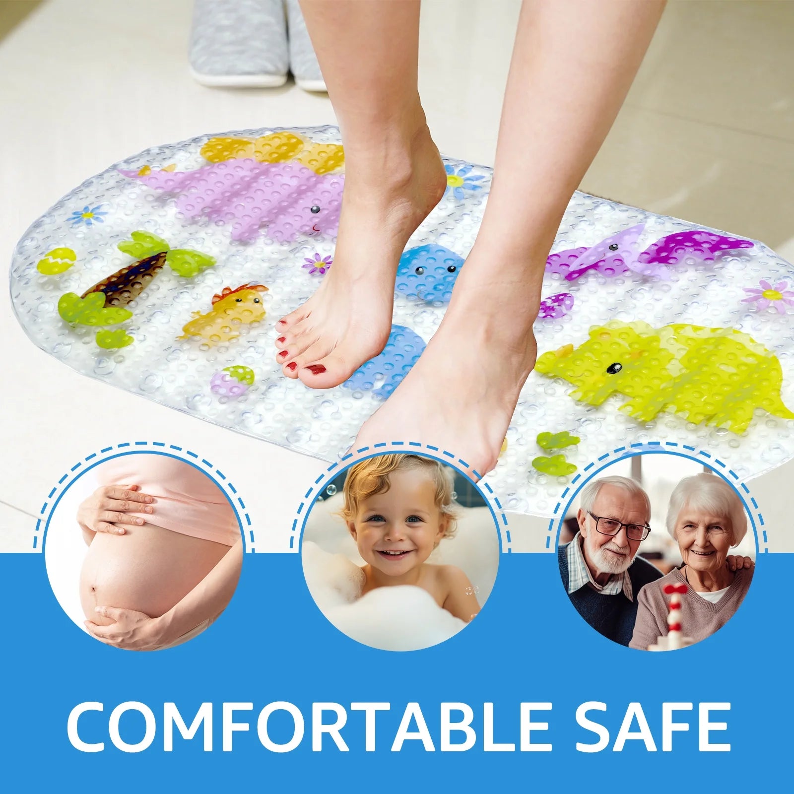 Kids Cartoon Bath Mat for Tub
