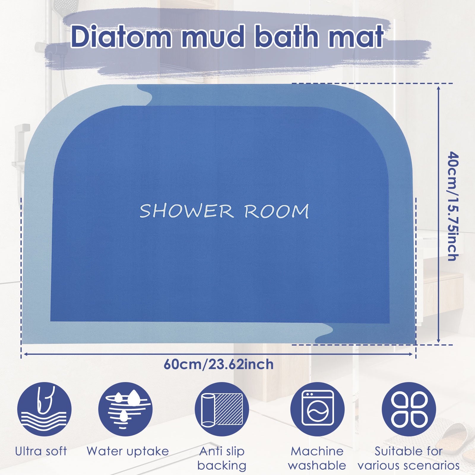 2 Piece Non- Slip Diatomaceous Earth Bath Mat
