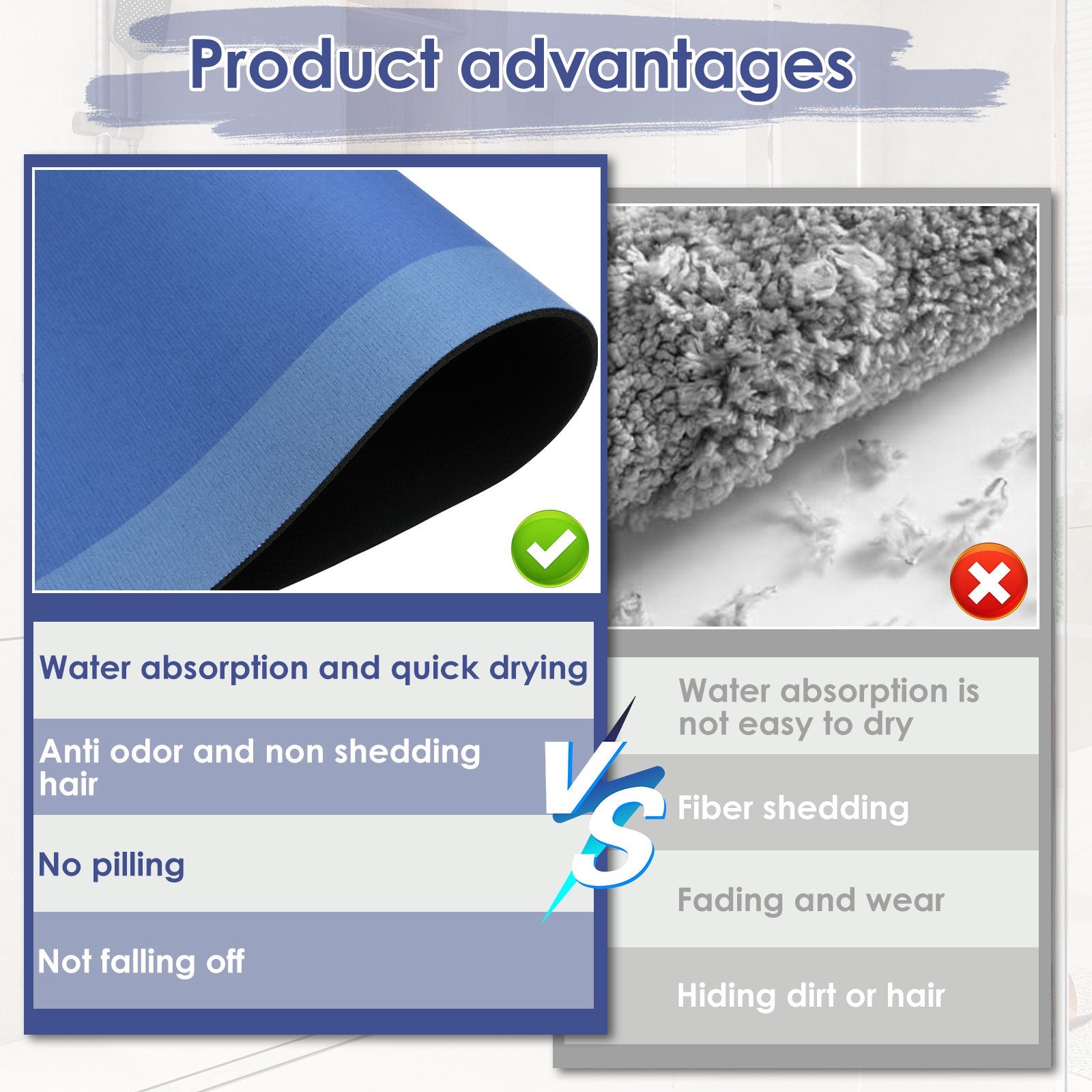 2 Piece Non- Slip Diatomaceous Earth Bath Mat
