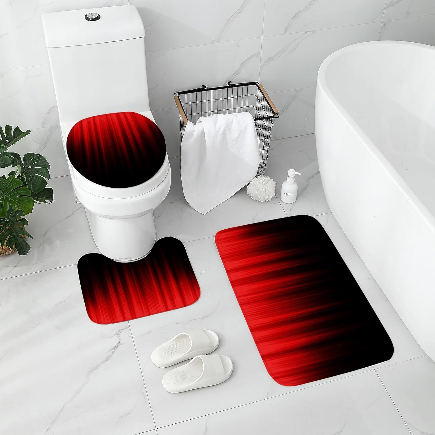 Zrodlmo™4 Pcs Gradient Shower Curtain Bathroom Set With Rugs