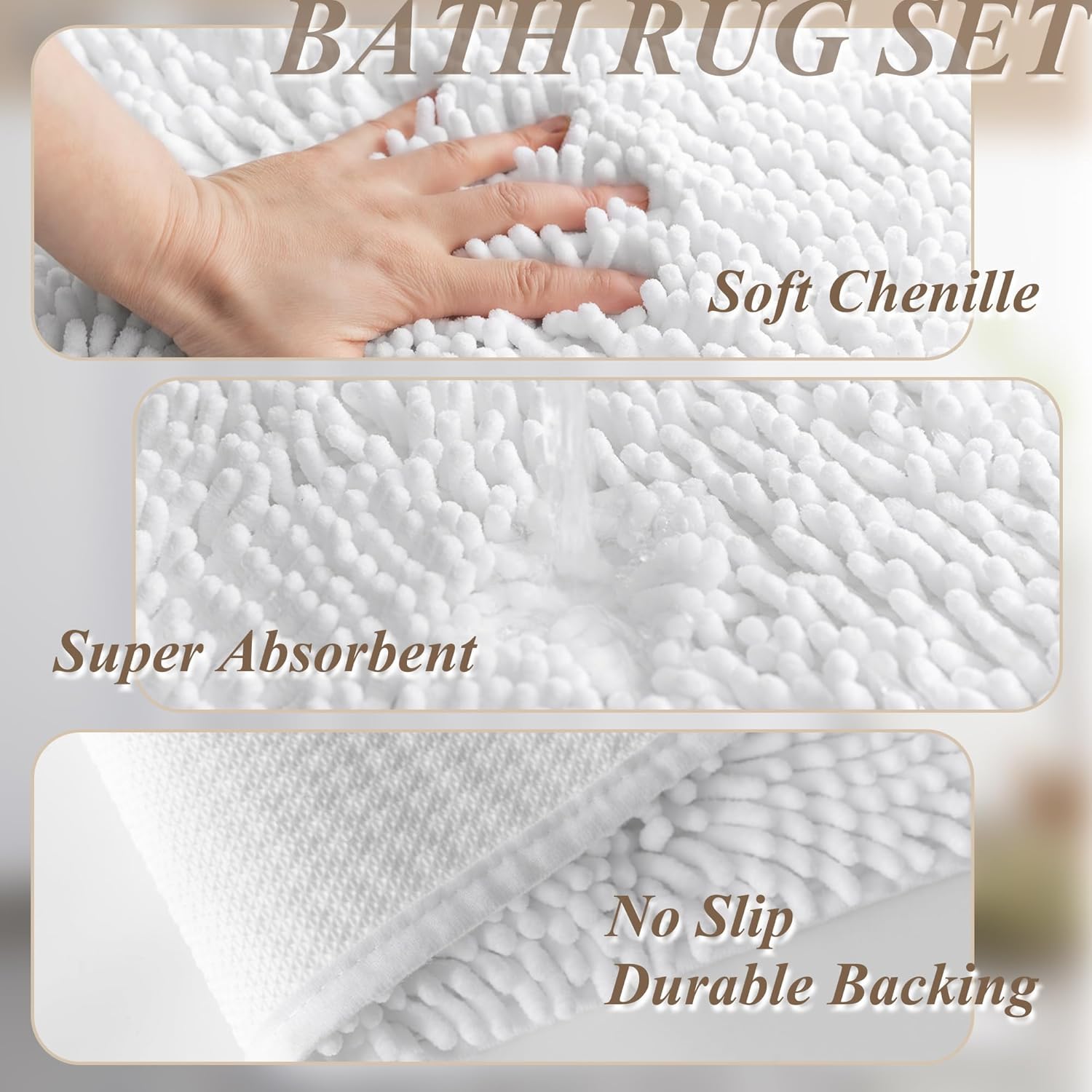 2 Pcs No Hook Shower Curtain With Bathroom Rugs