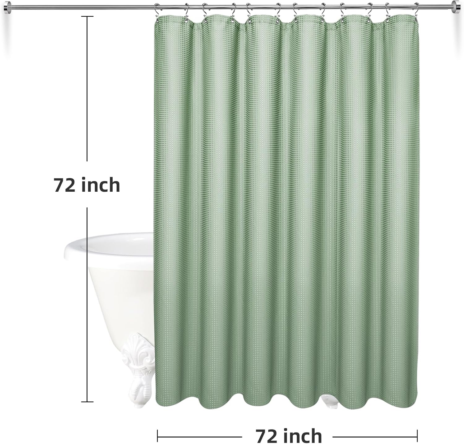 Waffle Shower Curtain Hotel Luxury Spa Bathroom Curtain with 12 hooks