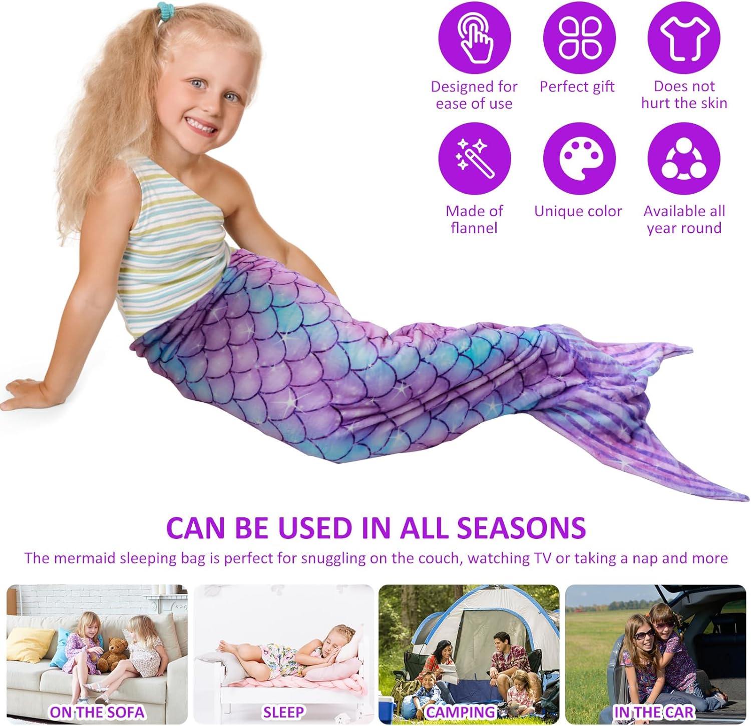 šChristmas Promotion 30% Off - LZYoehinā¢Mermaid Tail Flannel Sleeping Blanket