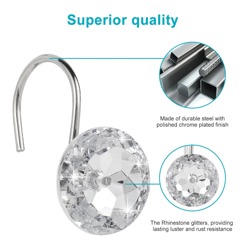 12Pcs Shower Curtain Hooks Rings
