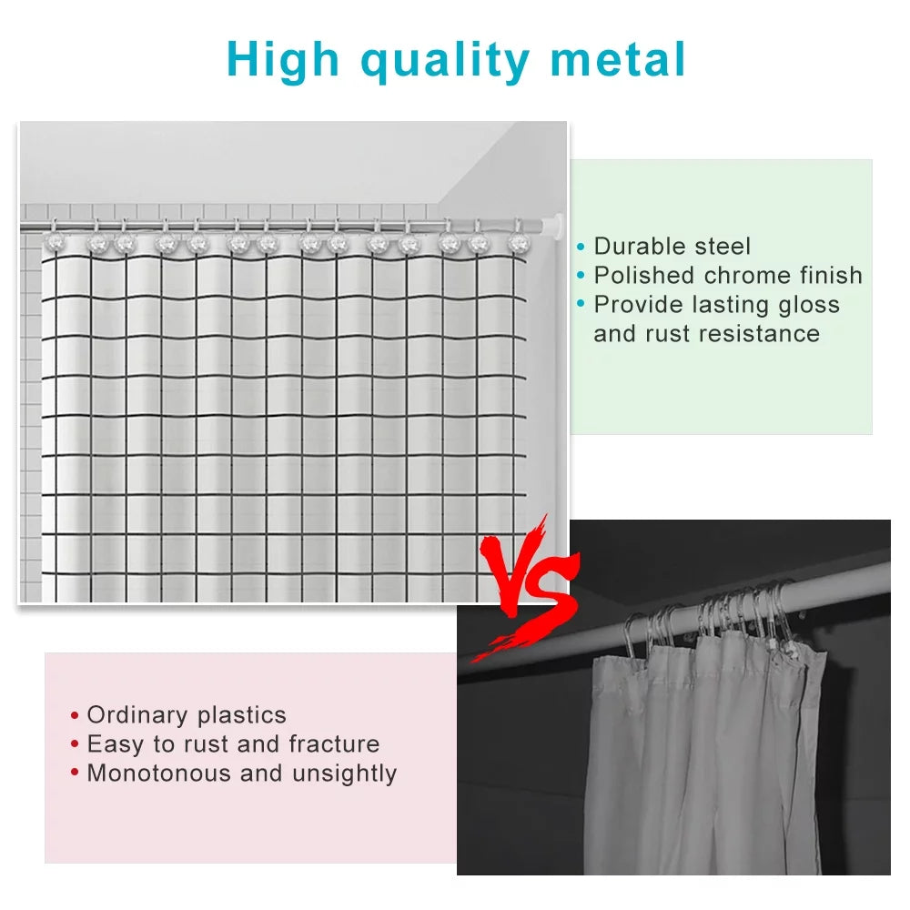 12Pcs Shower Curtain Hooks Rings
