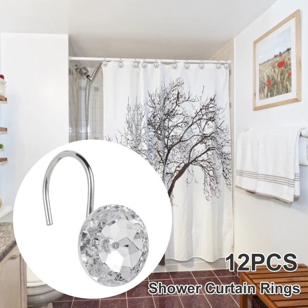 12Pcs Shower Curtain Hooks Rings