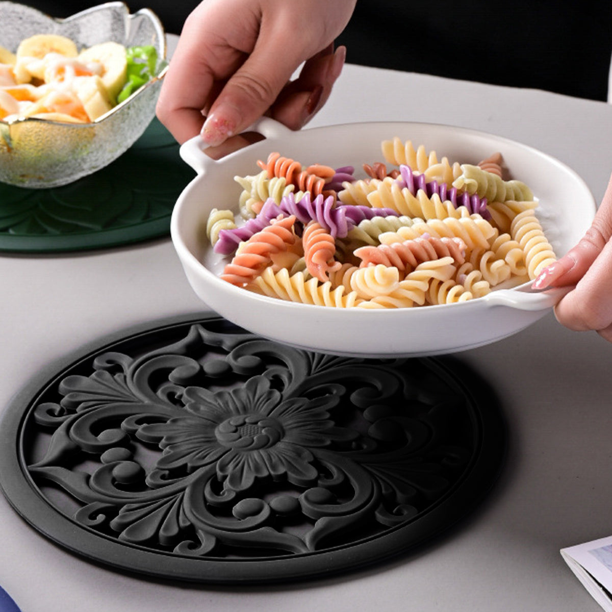 Hobeli 3Pcs Silicone Trivet Mats, Heat Resistant Hot Pot Holder Hot Pads