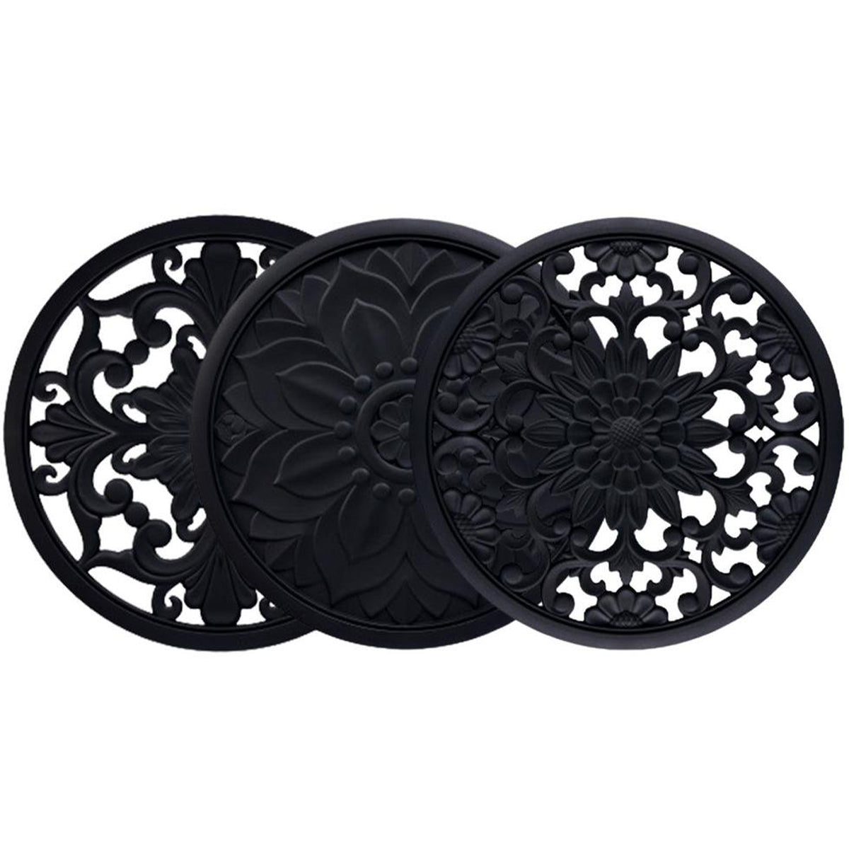 Hobeli 3Pcs Silicone Trivet Mats, Heat Resistant Hot Pot Holder Hot Pads