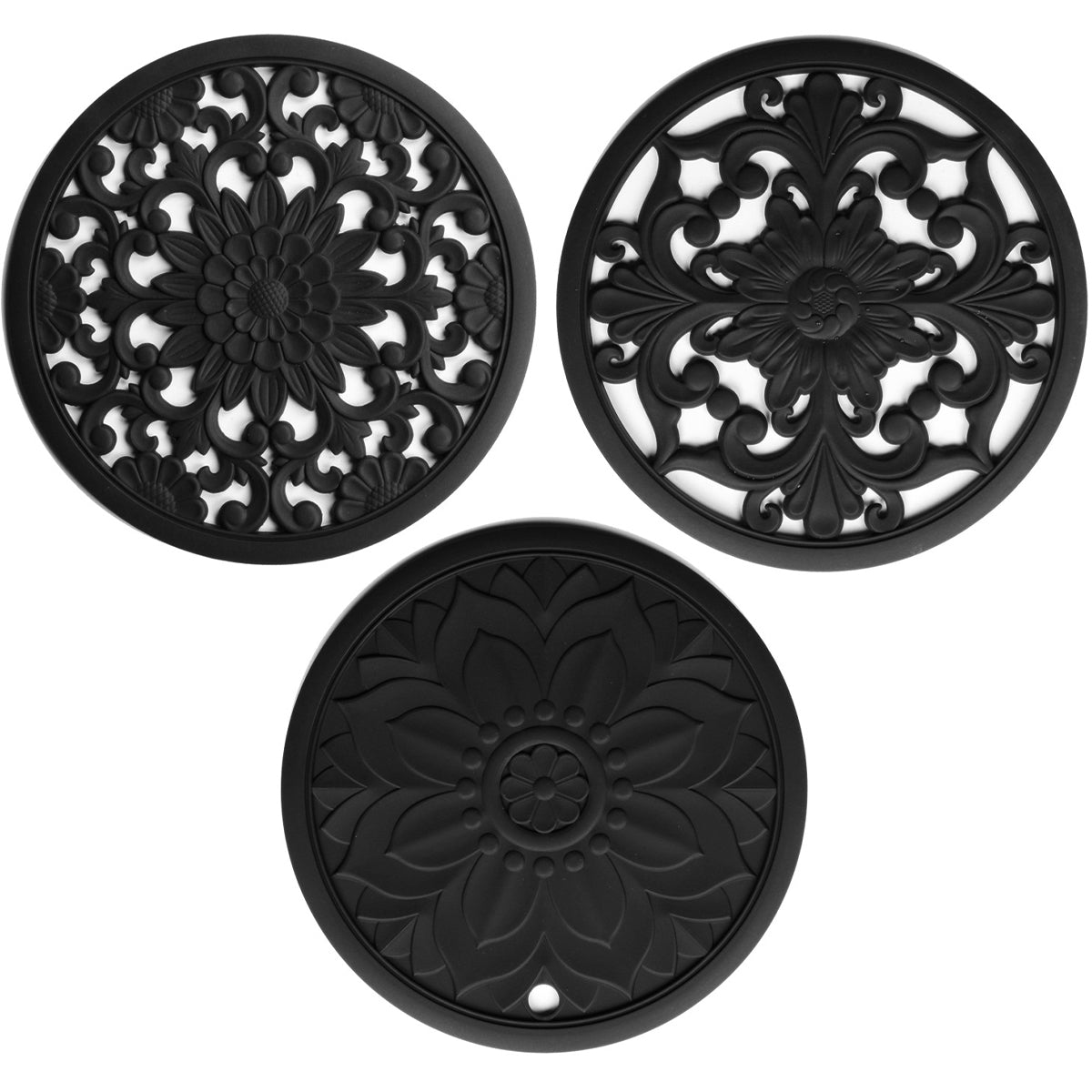 Hobeli 3Pcs Silicone Trivet Mats, Heat Resistant Hot Pot Holder Hot Pads