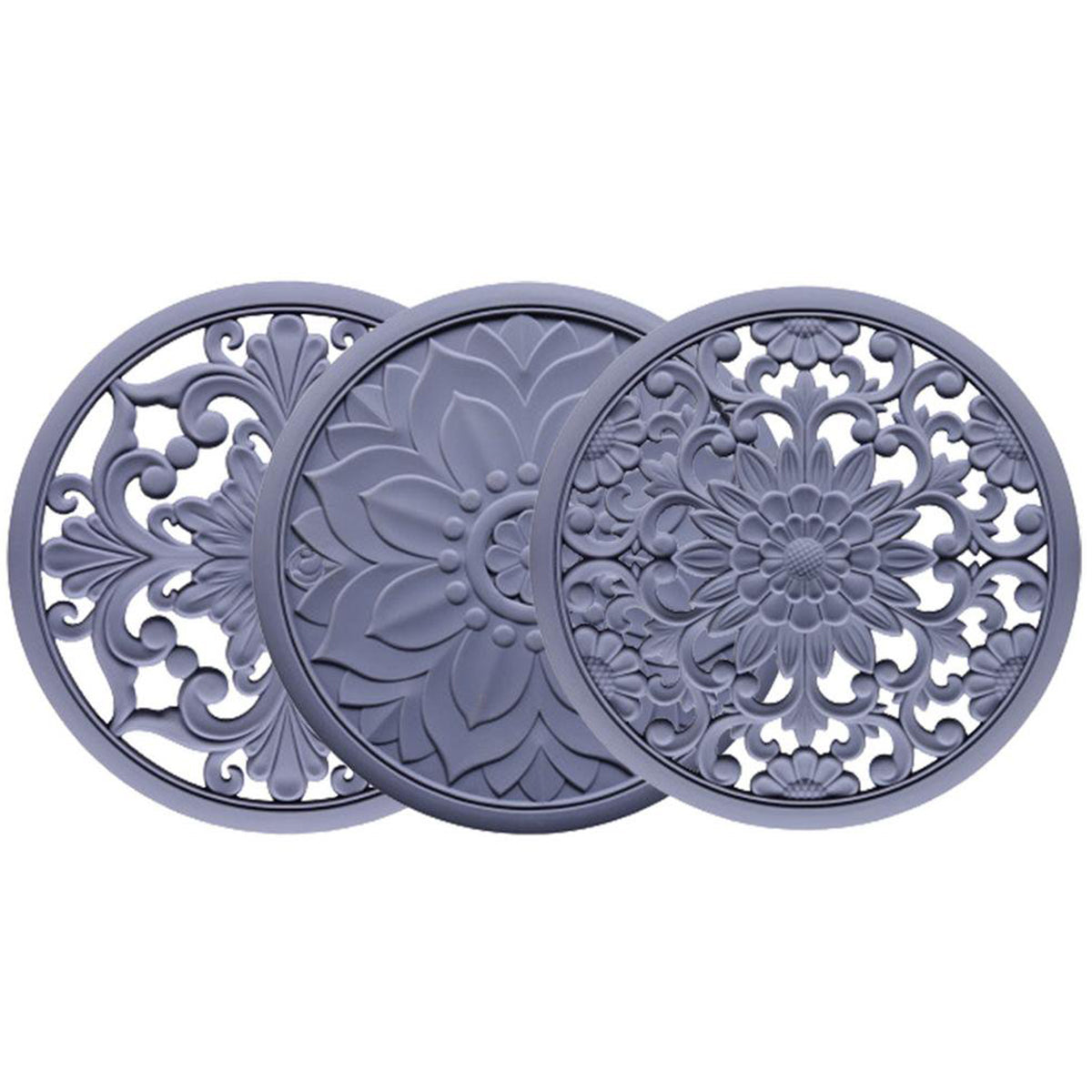 Hobeli 3Pcs Silicone Trivet Mats, Heat Resistant Hot Pot Holder Hot Pads