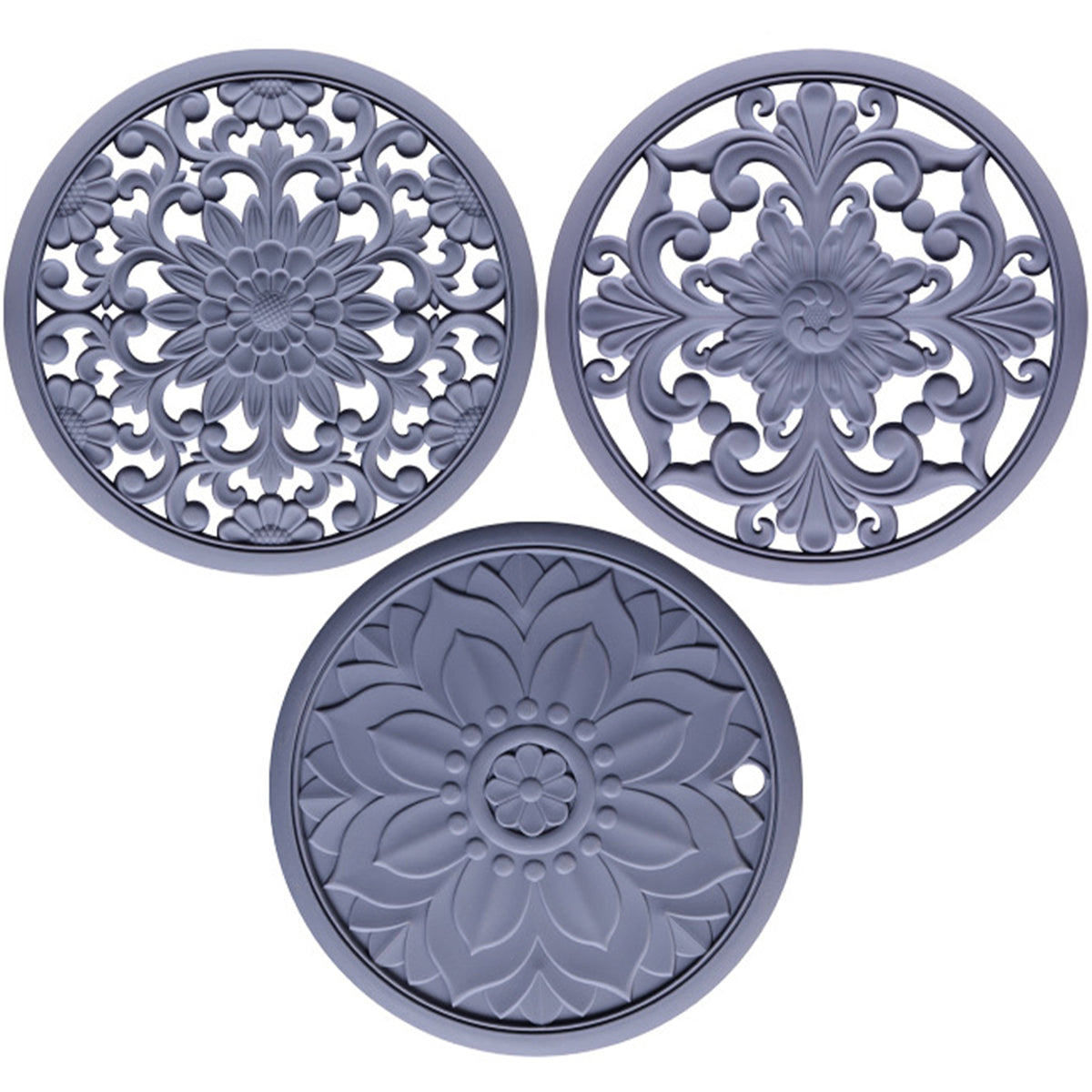 Hobeli 3Pcs Silicone Trivet Mats, Heat Resistant Hot Pot Holder Hot Pads