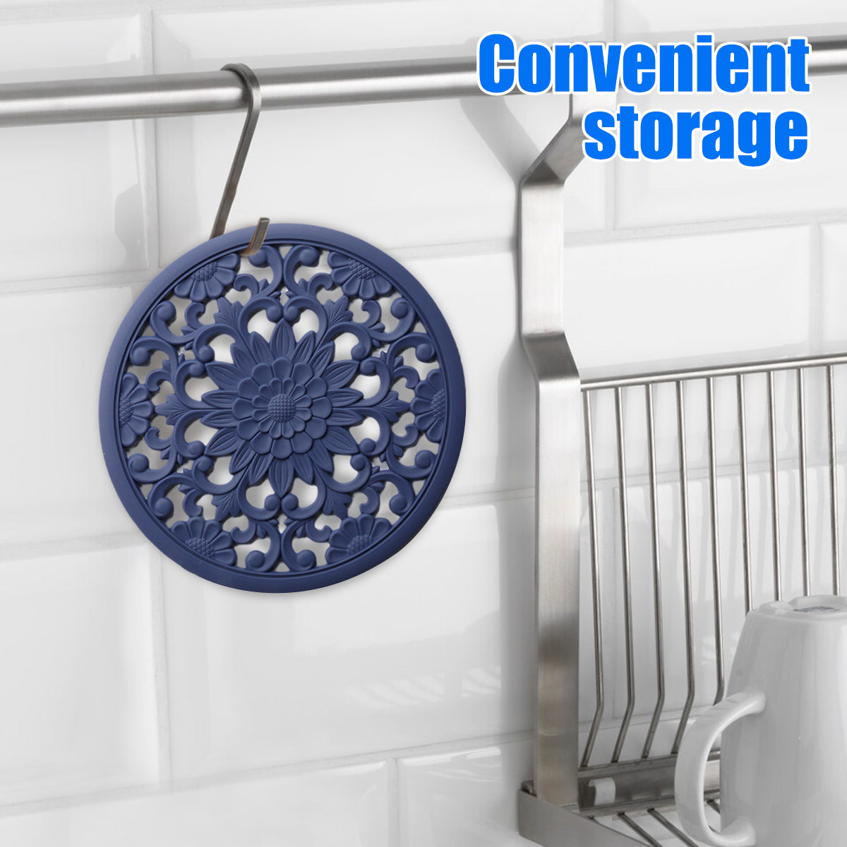 Hobeli 3Pcs Silicone Trivet Mats, Heat Resistant Hot Pot Holder Hot Pads