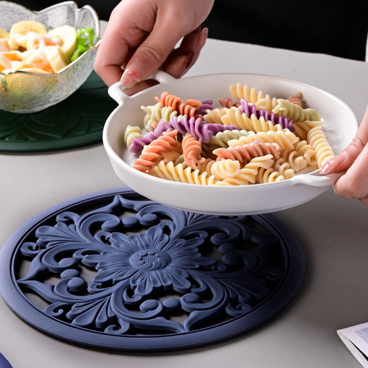 Hobeli 3Pcs Silicone Trivet Mats, Heat Resistant Hot Pot Holder Hot Pads