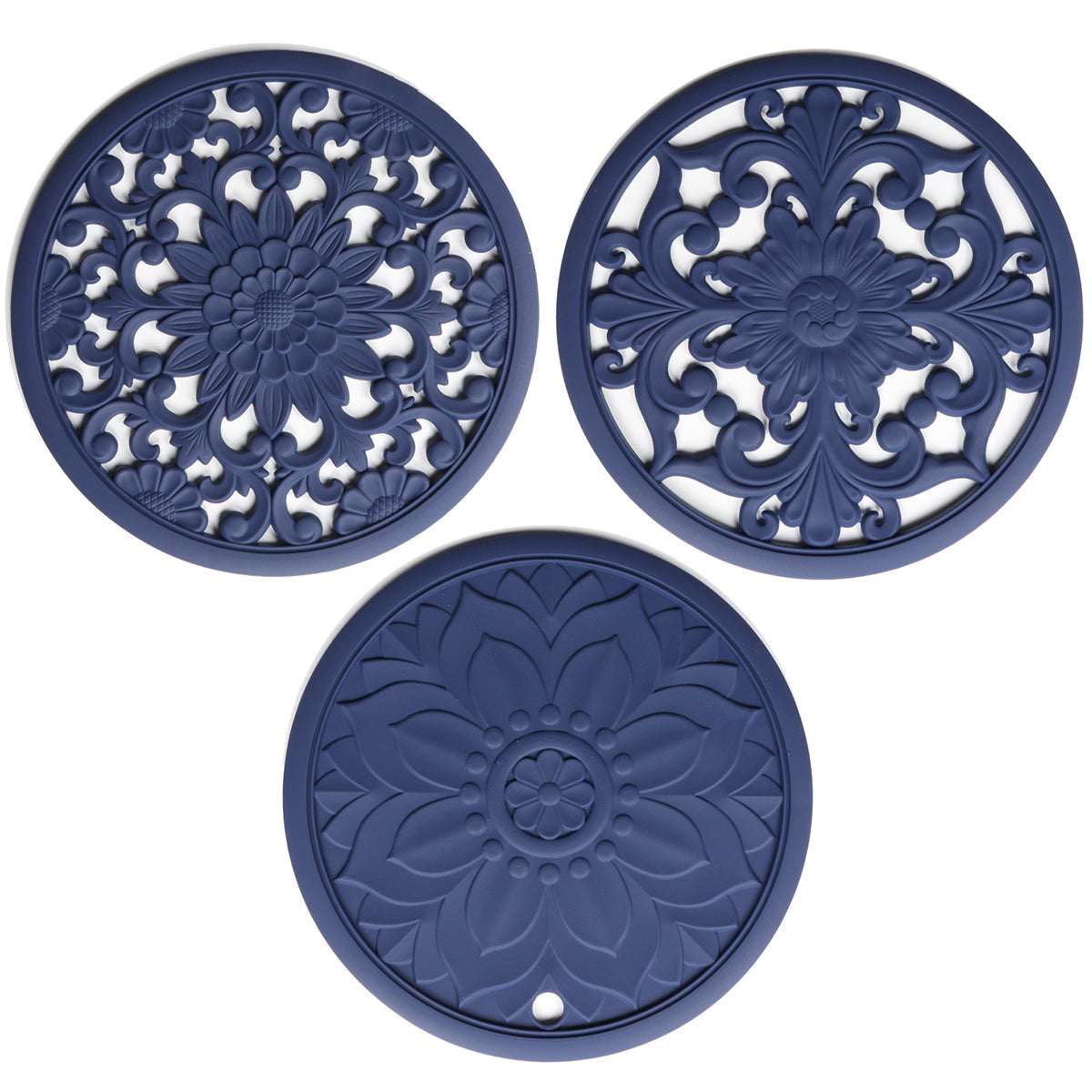 Hobeli 3Pcs Silicone Trivet Mats, Heat Resistant Hot Pot Holder Hot Pads