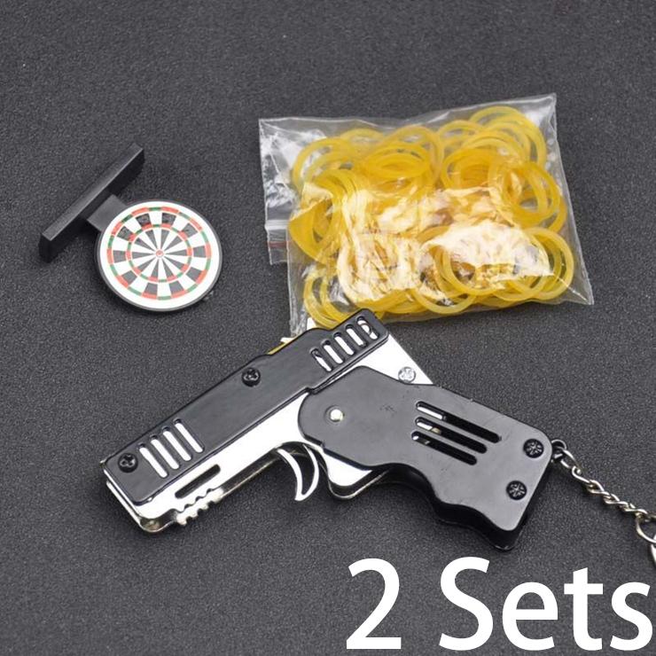 Mini Folding Rubber Band Gun Toy Keychain
