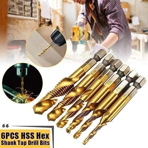6Pcs Hex Shank Thread Tap Drill Bits