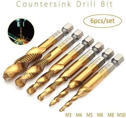 6Pcs Hex Shank Thread Tap Drill Bits