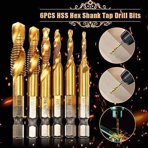 6Pcs Hex Shank Thread Tap Drill Bits
