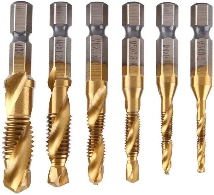 6Pcs Hex Shank Thread Tap Drill Bits