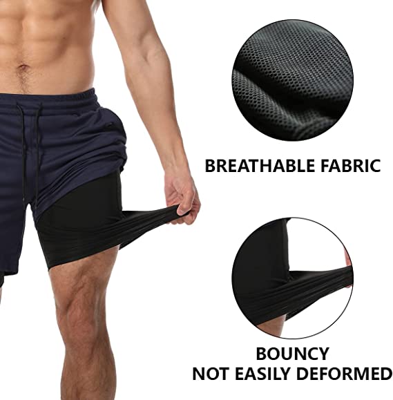 🎉2024 Athletic Promotions 50% Off - LZYoehin™Workout Running Shorts With Compression Liner