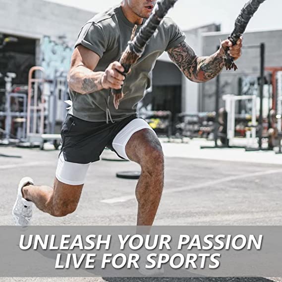 🎉2024 Athletic Promotions 50% Off - LZYoehin™Workout Running Shorts With Compression Liner