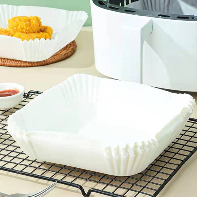 50pcs Rectangle Air Fryer Absorbent Paper Disposable Oil-proof and Oil-absorbing Paper