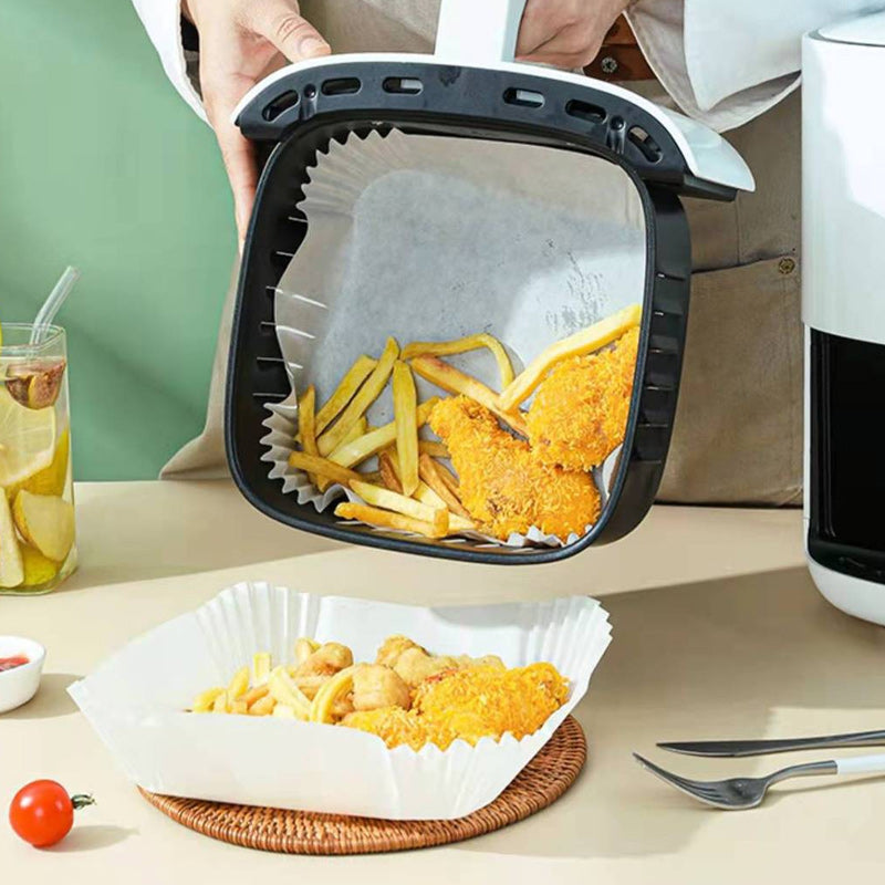 50pcs Rectangle Air Fryer Absorbent Paper Disposable Oil-proof and Oil-absorbing Paper
