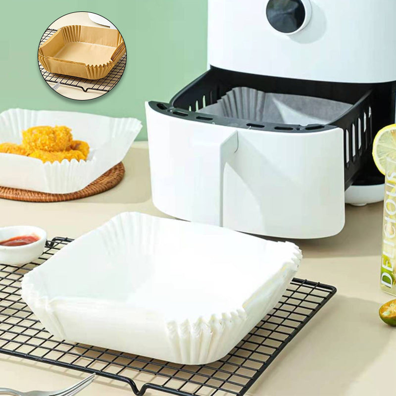 50pcs Rectangle Air Fryer Absorbent Paper Disposable Oil-proof and Oil-absorbing Paper