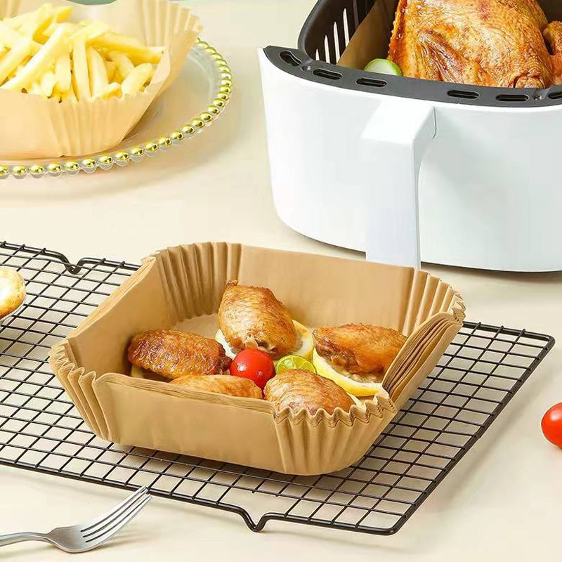 50pcs Rectangle Air Fryer Absorbent Paper Disposable Oil-proof and Oil-absorbing Paper