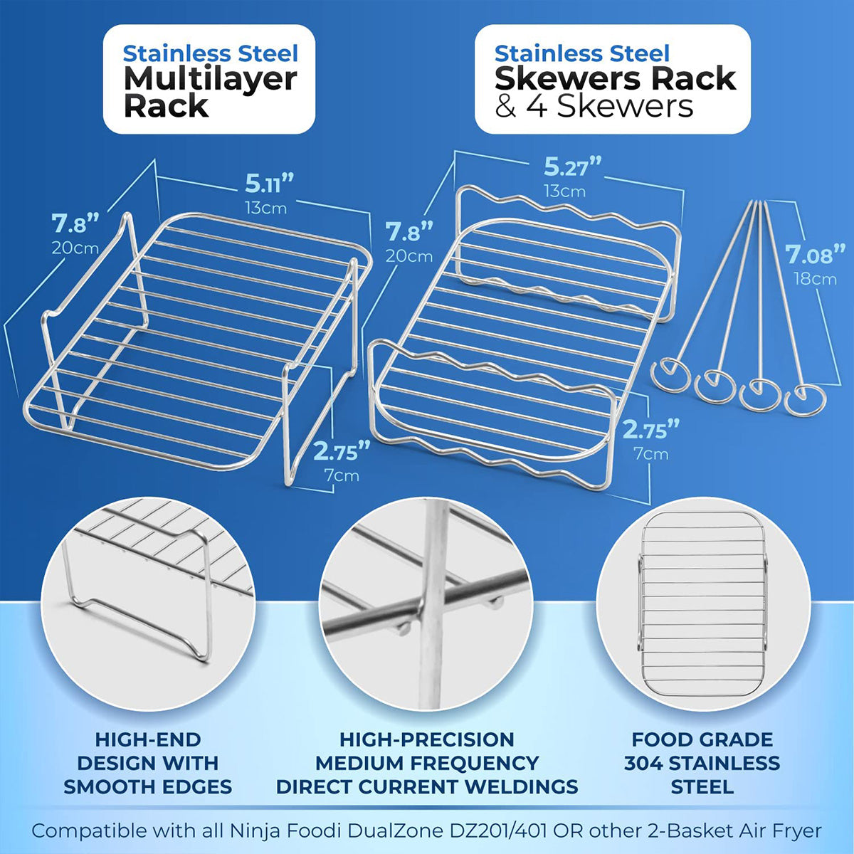 🎊Christmas Home Sale - LZYoehin™304 Stainless Steel Grilling Rack Air Fryer Accessories