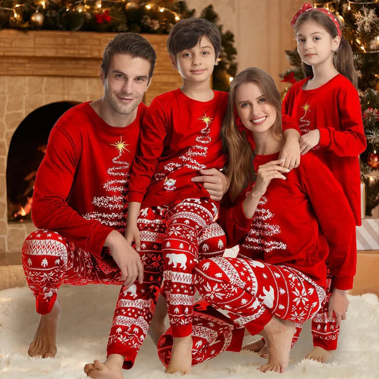 đNew Year Hot Sale-30% OFFđ„Family Matching Red Christmas Tree Suits Family Look Pajama Set