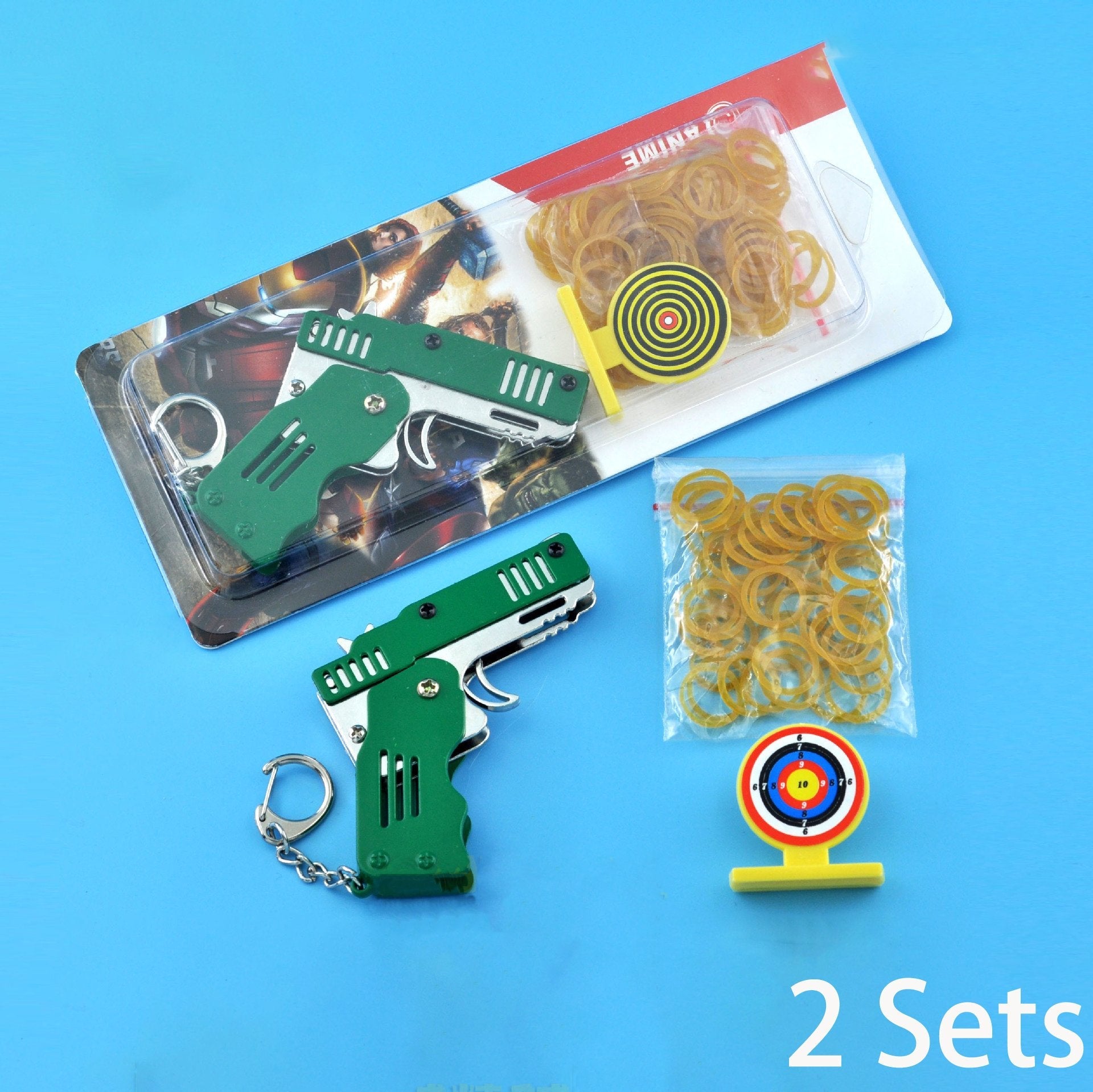 Mini Folding Rubber Band Gun Toy Keychain