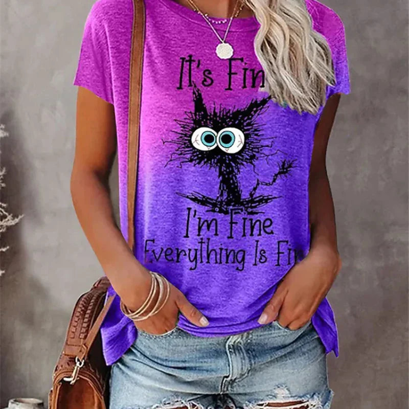 Women's T shirt Purple Brown Gray Patchwork Print