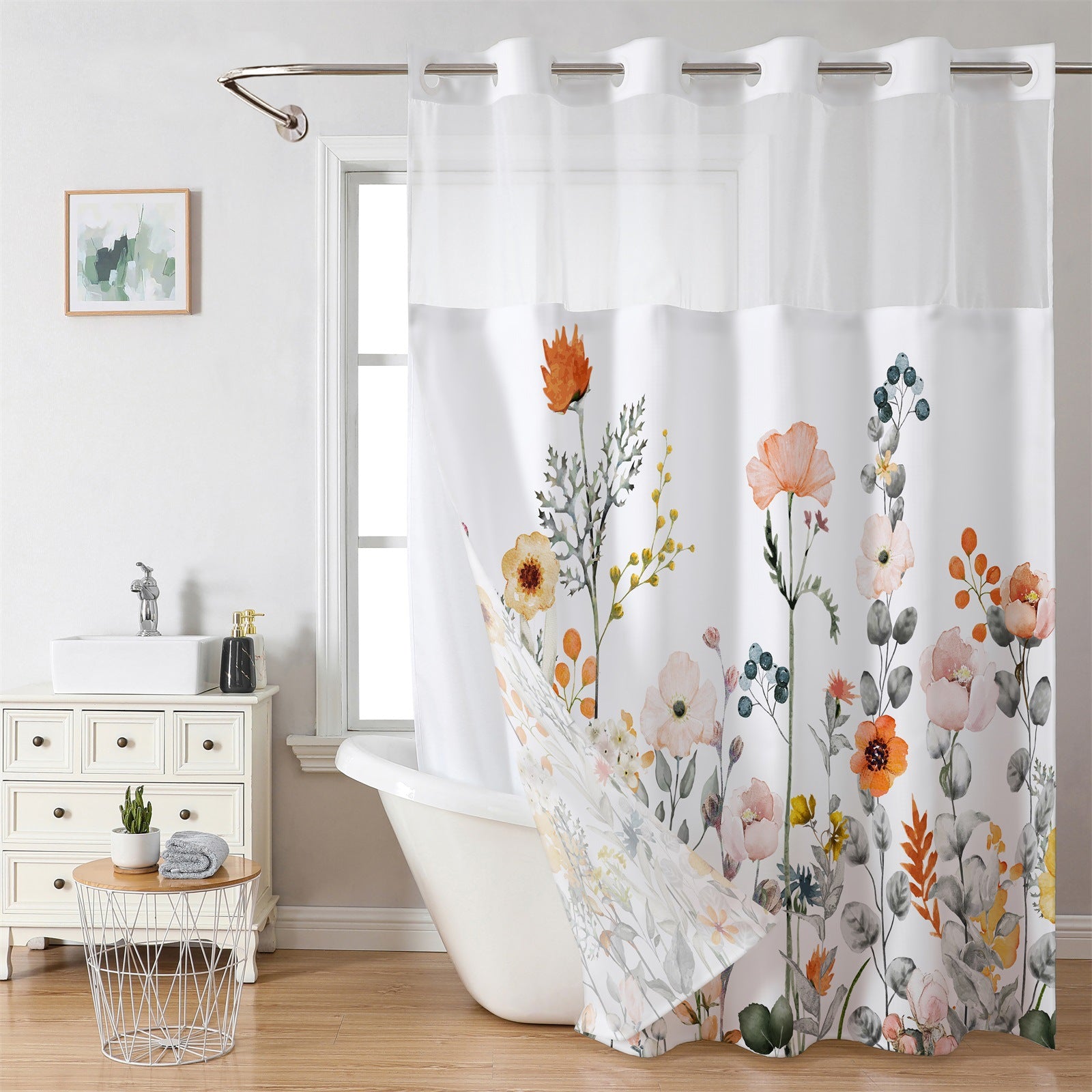 Zrodlmo™No Hooks Wildflower Waterproof Shower Curtains(Buy 2 get free shipping)