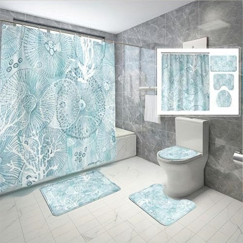 Zrodlmo 4 Piece Ocean Bathroom Set and Rugs