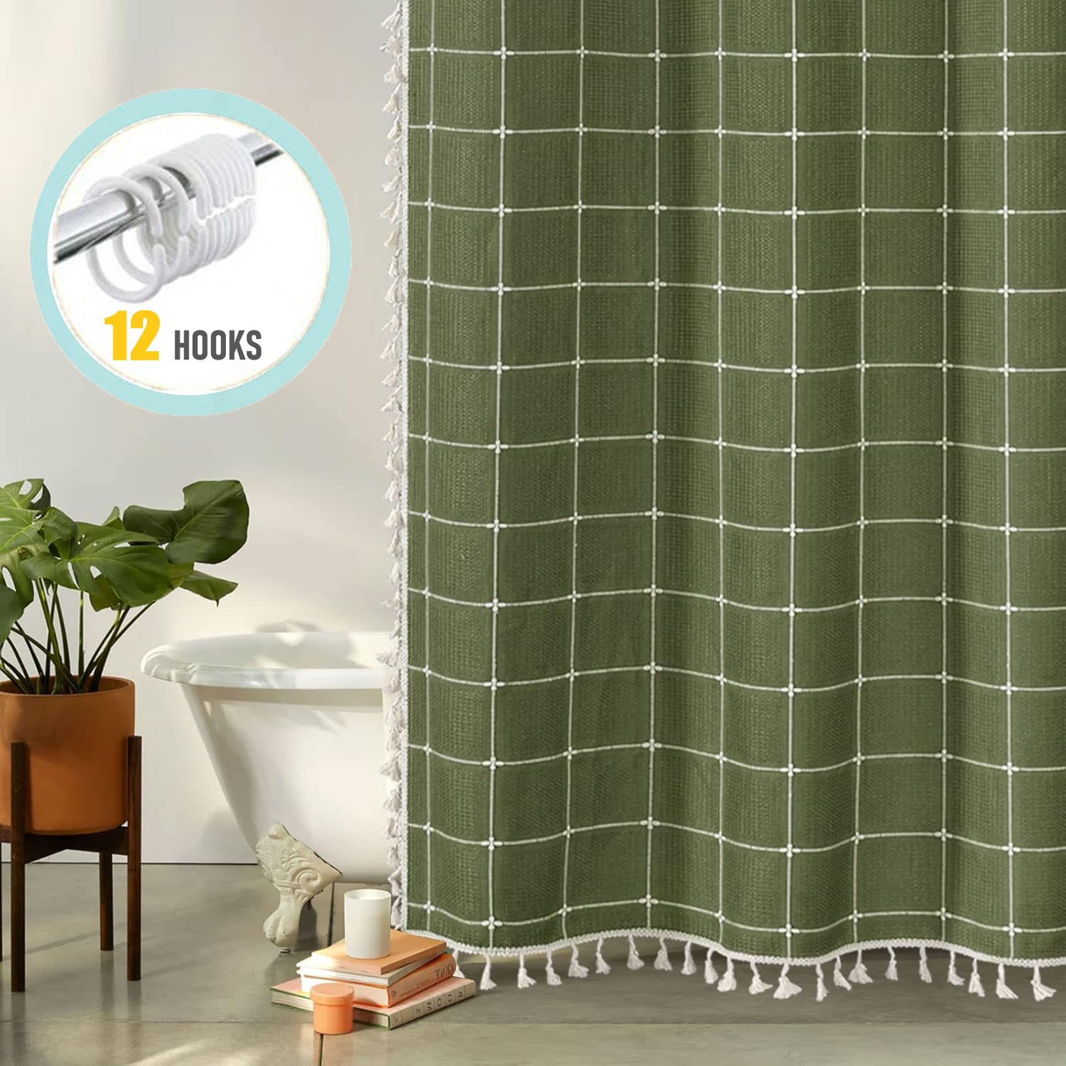 Zrodlmo Boho Farmhouse Rustic Cottagecore Aesthetic Shower Curtain