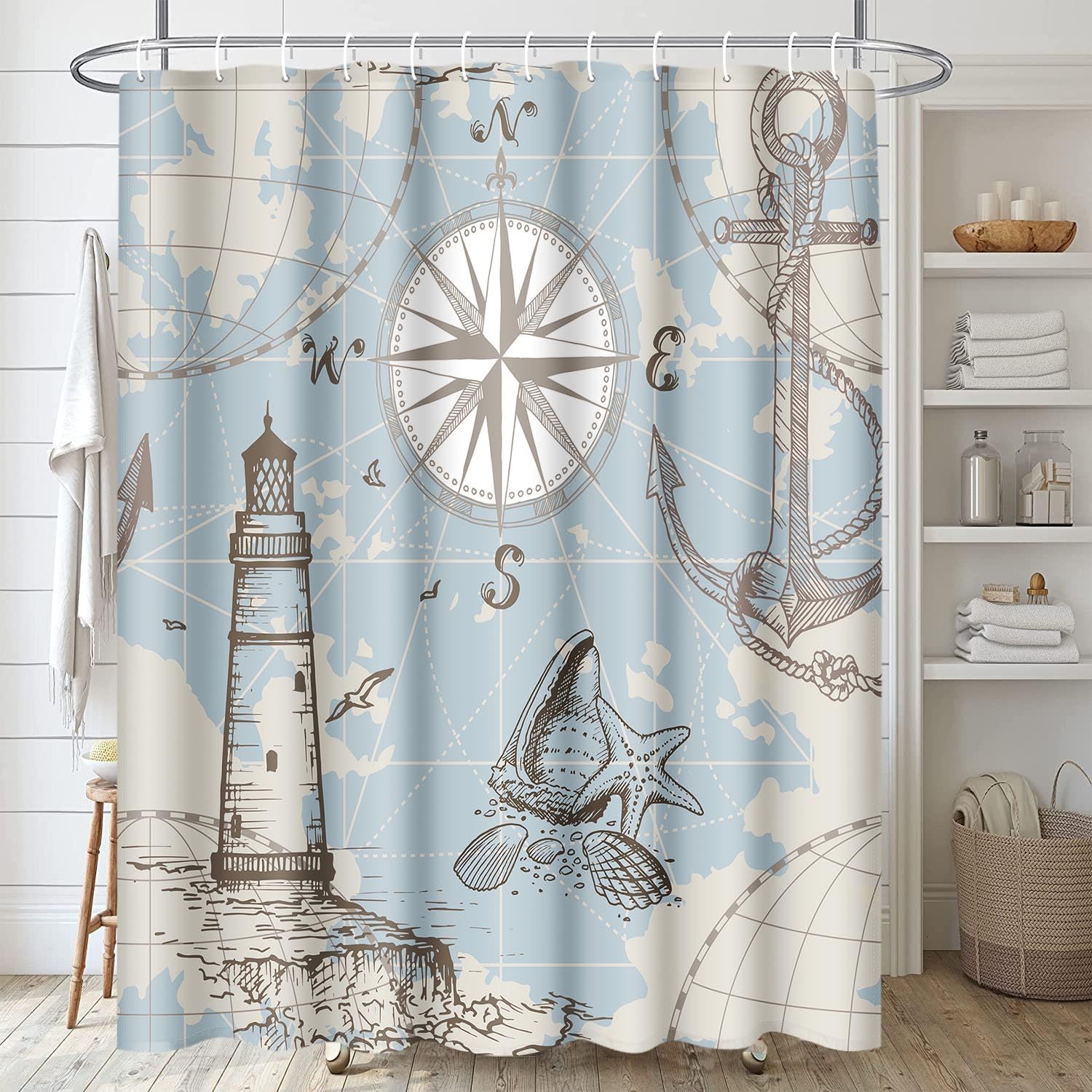 Zrodlmo 4 Piece Ocean Bathroom Set and Rugs