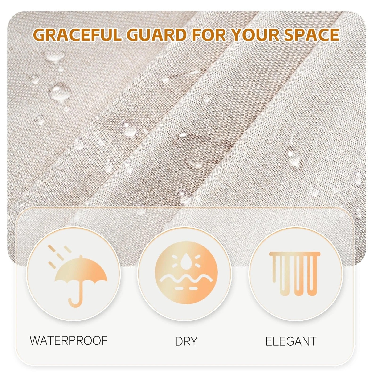 Zrodlmo®Linen-textured shower curtain with piped edges