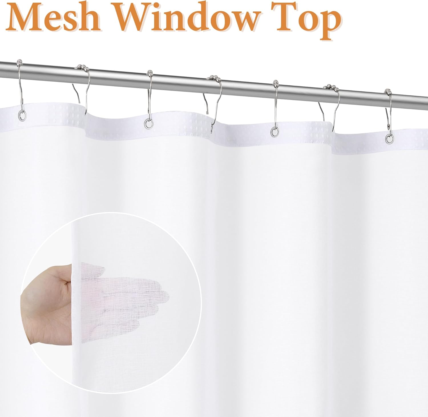 Waffle Waterproof Hotel Grade Bathroom Curtain with Hook