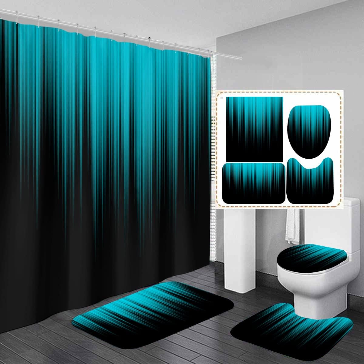 Zrodlmo™4 Pcs Gradient Shower Curtain Bathroom Set With Rugs