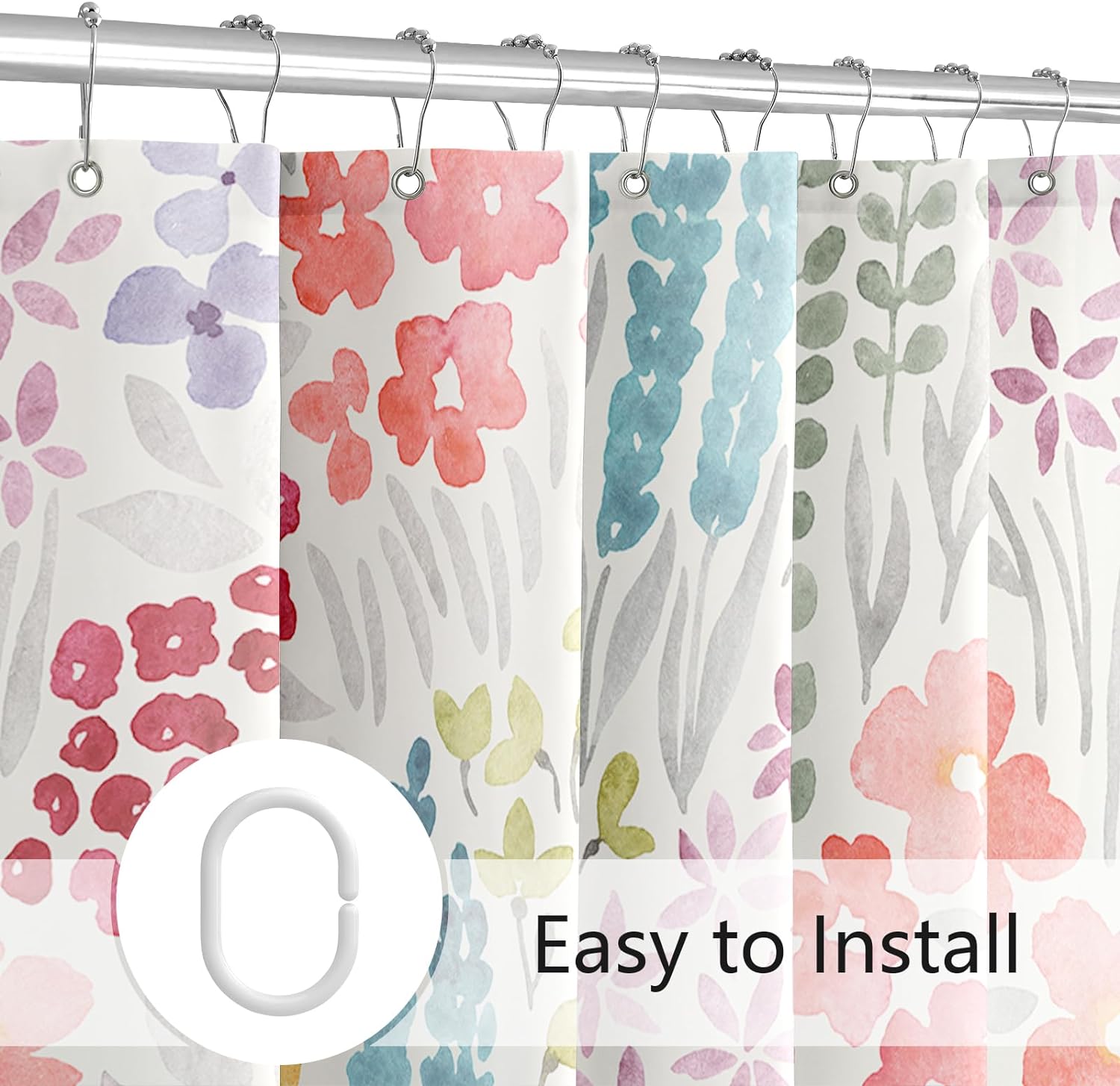 Zrodlmo™Colorful Wildflower Boho Shower Curtain With Hooks