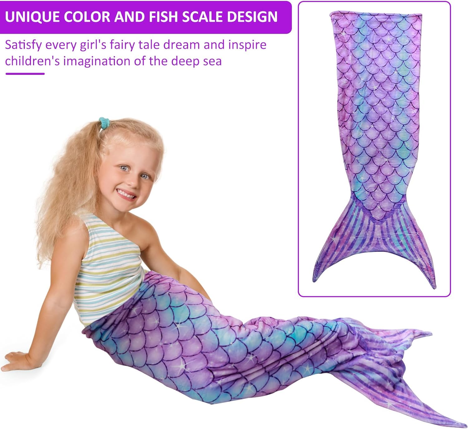 🎄Christmas Promotion 30% Off - LZYoehin™Mermaid Tail Flannel Sleeping Blanket