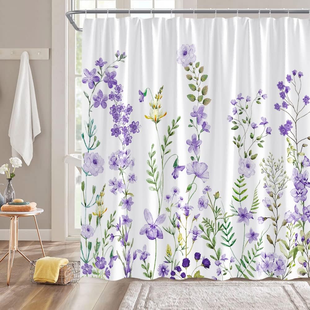 Zrodlmo™Floral Shower Curtain White Waterproof Bathroom