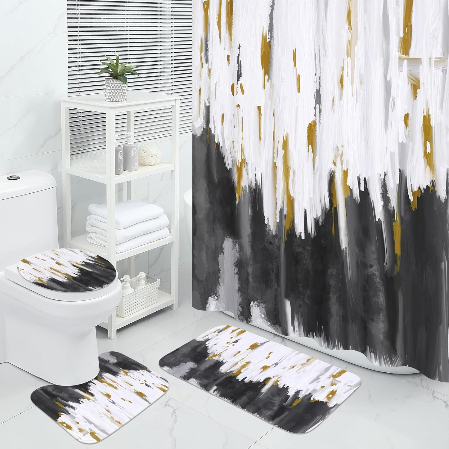 Zrodlmo™Ombre Shower Curtains and Bath Rug Set