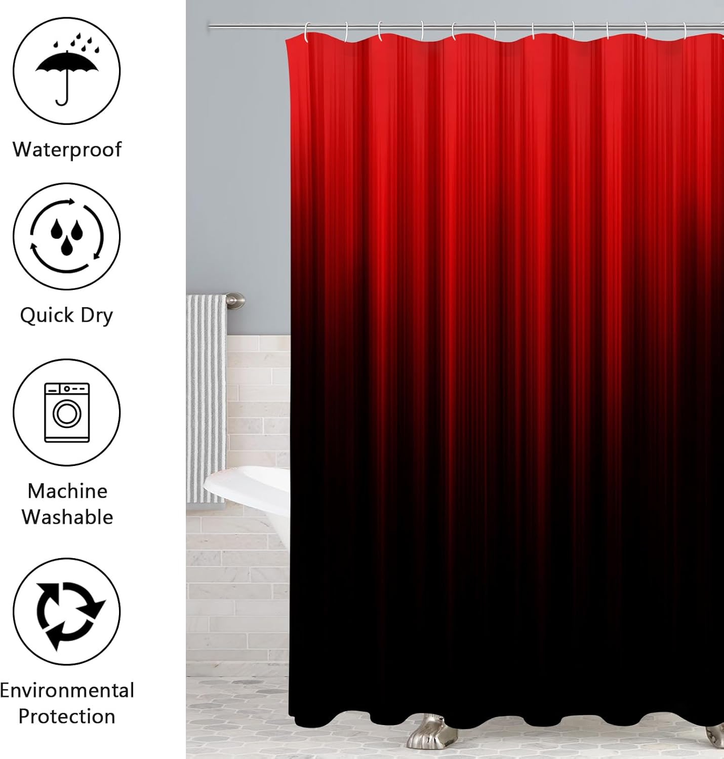 Zrodlmo™4 Pcs Gradient Shower Curtain Bathroom Set With Rugs