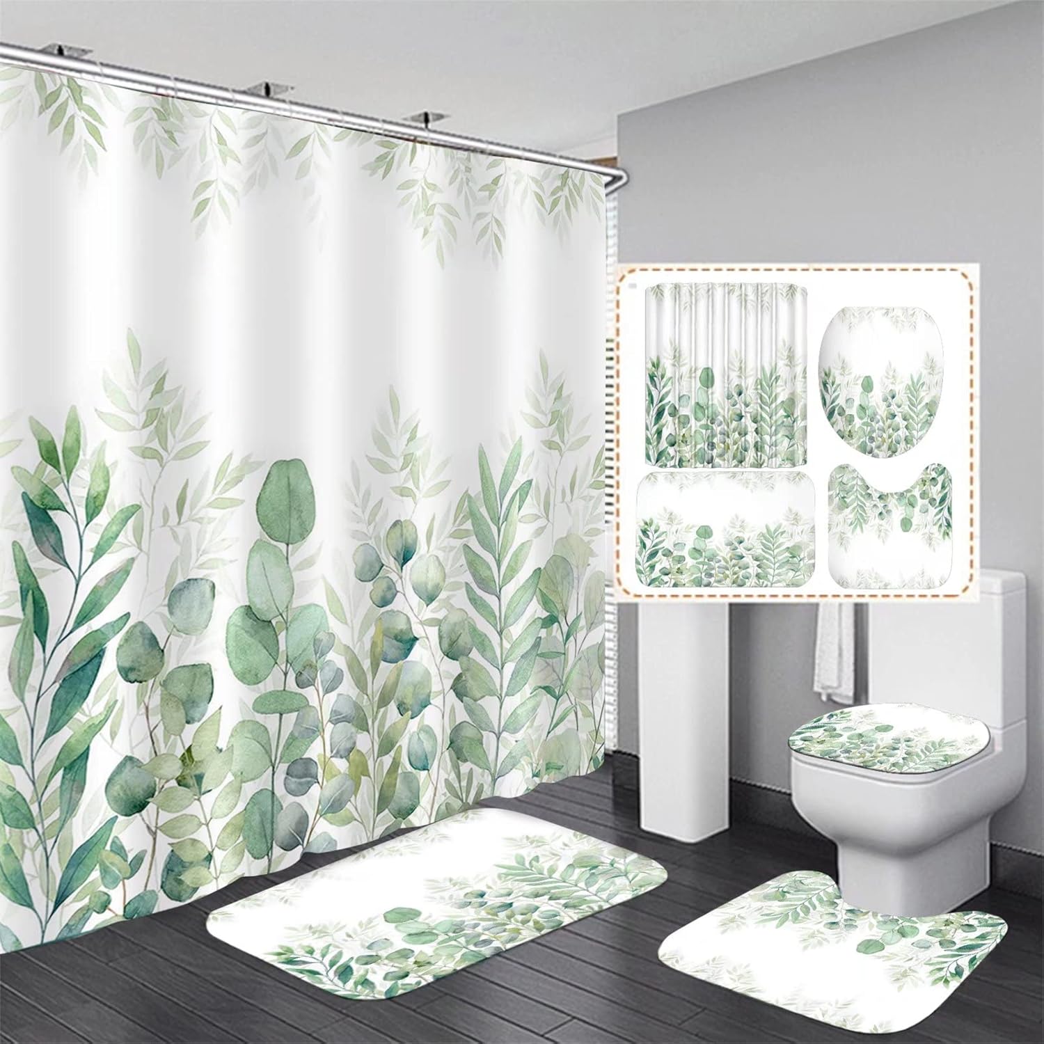 Zrodlmo™Ombre Shower Curtains and Bath Rug Set