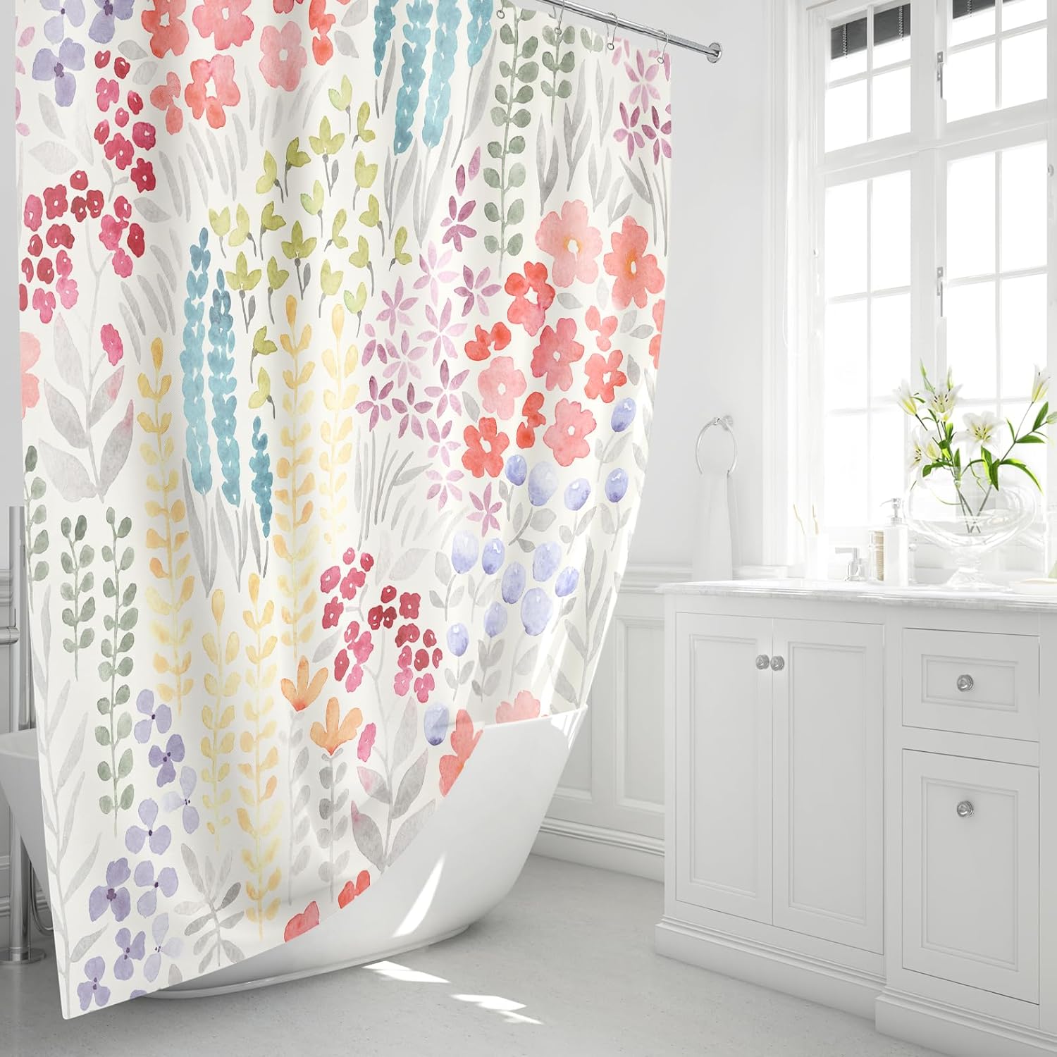 Zrodlmo™Colorful Wildflower Boho Shower Curtain With Hooks