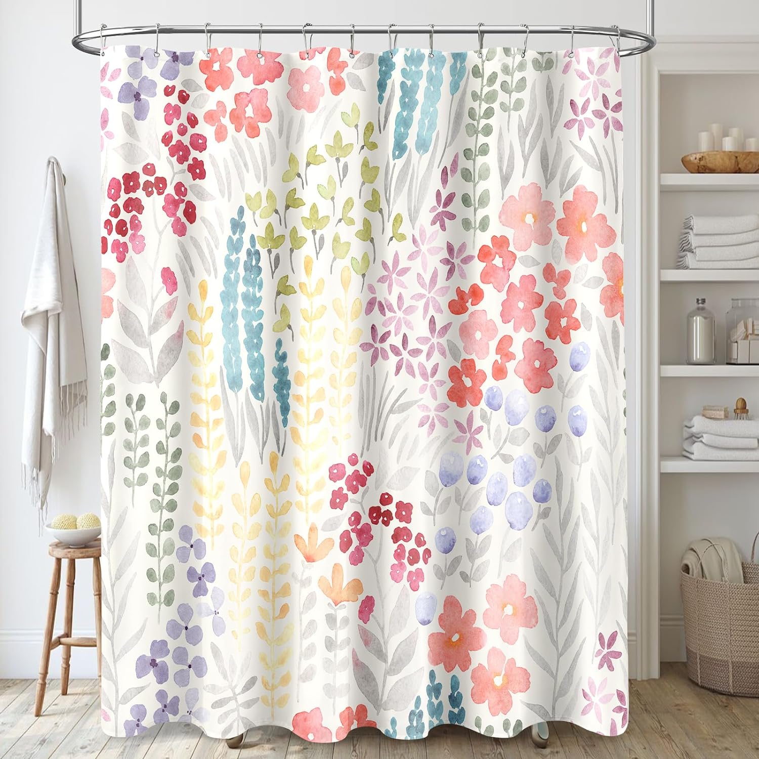 Zrodlmo™Colorful Wildflower Boho Shower Curtain With Hooks