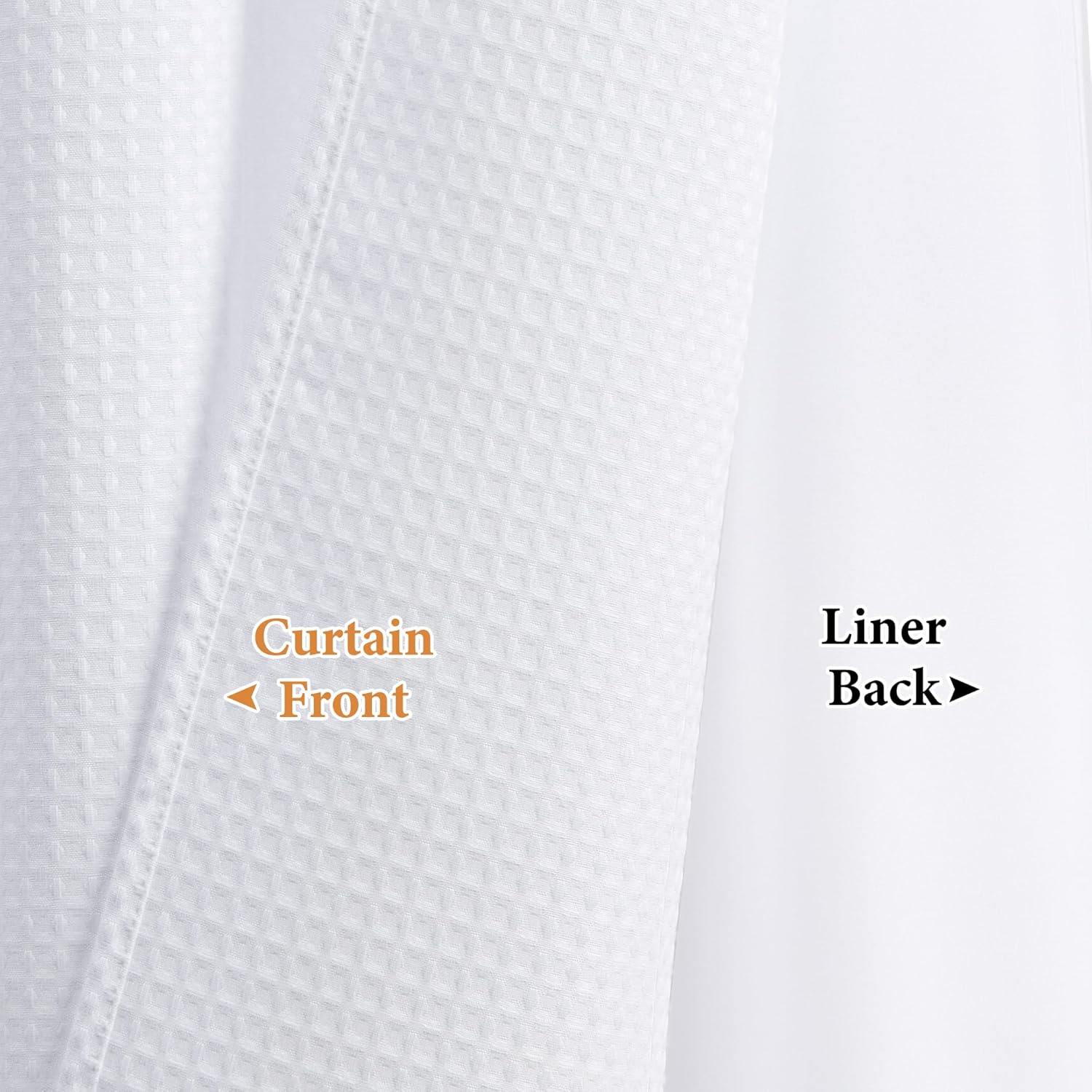 Waffle Waterproof Hotel Grade Bathroom Curtain with Hook